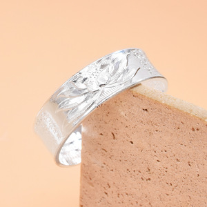 Ulusal Lotus kalp Sutra açılış bilezik Vintage İmitasyon <span class=keywords><strong>Miao</strong></span> gümüş ayarlanabilir bilezik günlük kullanım için çok yönlü - Product Image 4