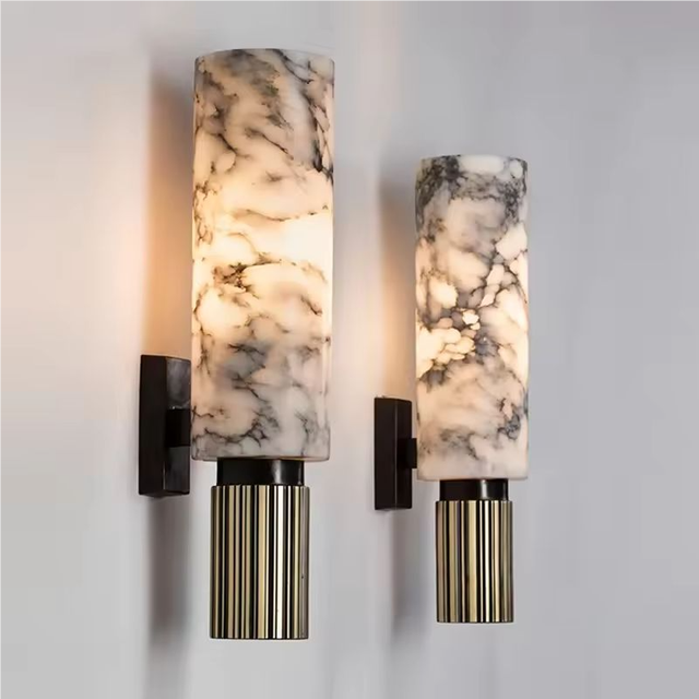 BGST Luxury Brass Wall Lamp for Bedroom Hotel Bedside Wall Lamp Indoor Decorative Lighting Natural Alabaster LED Corridor Light