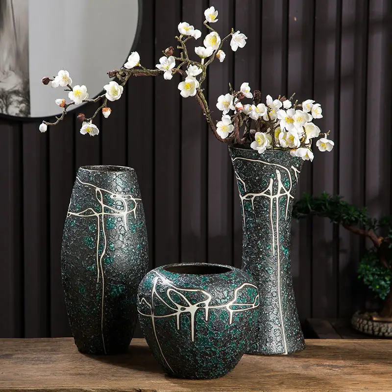 Цветная ваза для золота и белого цвета фарфоровые вазы ручной работы Большая японская керамическая ваза