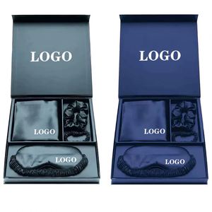Ensemble de 3 pièces de luxe en satin de soie imprimé par transfert thermique avec logo personnalisé, pour toutes les saisons, comprenant un masque pour les yeux et une taie d'oreiller, confortable et doux - Product Image 1