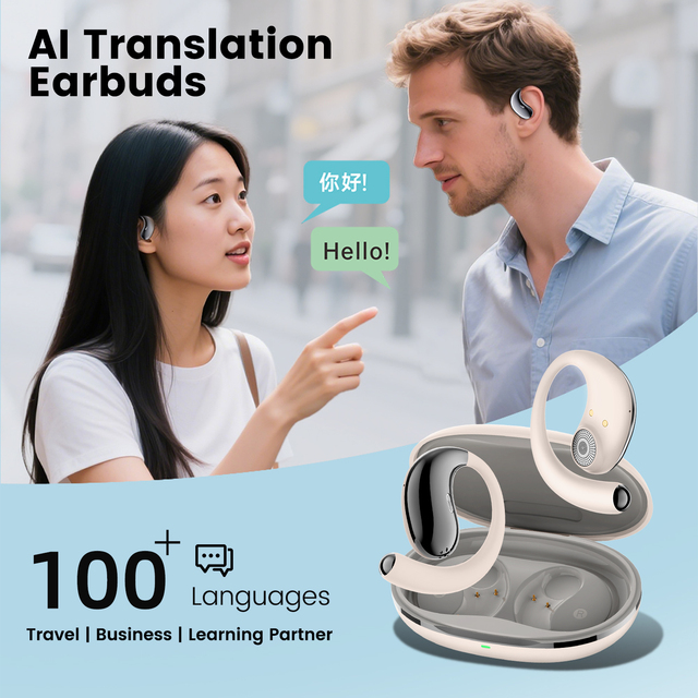 Smart AI Translator Earbuds 200+ Languages Translation OWS Earphones Real-time Low Latency Conversation Translation Airbuds