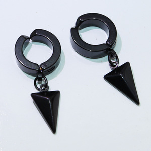 Pendientes Huggie con Colgante de Pirámide, Acero de Titanio, Unisex, Pendientes de Clip a la Moda - Product Image 2