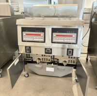 Freidora de gas de doble tanque de acero inoxidable 304 de alta resistencia para patatas fritas, para cocina de restaurante de comida rápida comercial, tipo Henny Penny