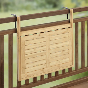 Bamboo Balcony Folding <b>Table</b> Rectangular <b>Foldable</b> <b>Outdoor</b> <b>Table</b> With Storage For Home And Garden Use - Product Image 1