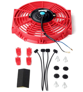 Rojo Universal 12V 10 pulgadas Ventilador Delgado Push Pull Radiador eléctrico Kit de montaje de refrigeración <span class=keywords><strong>E635</strong></span> - Product Image 1