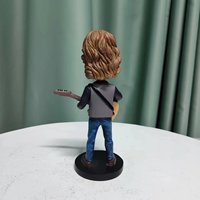 Bobblehead de guitariste en résine artisanale, sculpture de musicien à bascule pour les mélomanes, décor de bureau sur le thème de la bande et cadeau de collection