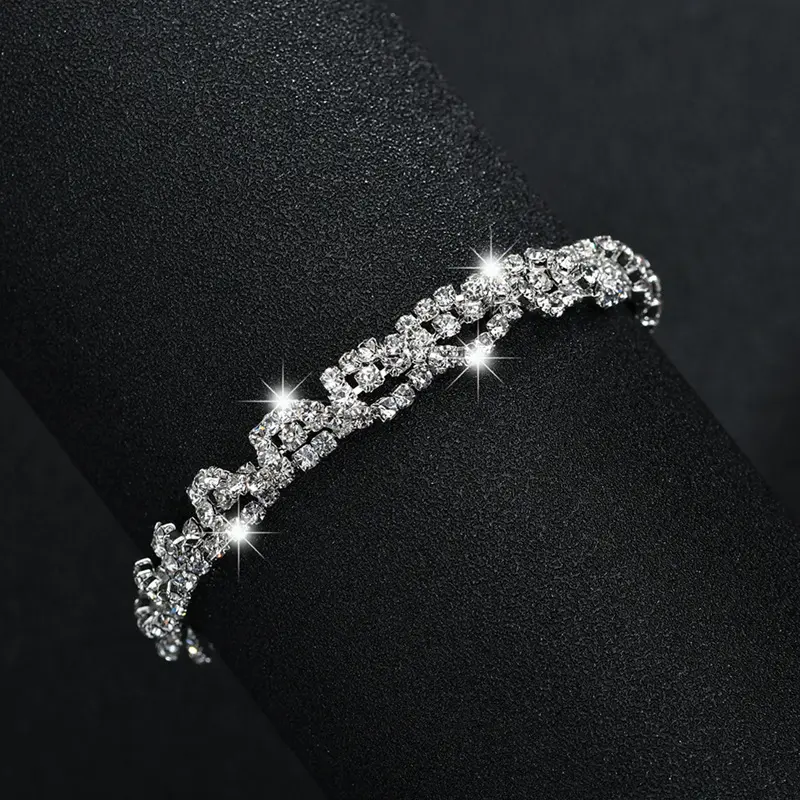 2022 new full diamond bracelet trend simple style interwoven bracelet female Korean version fashion diamond accessories personal