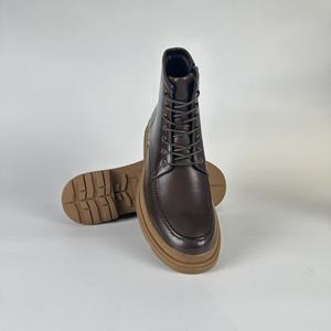 מגפי צ'לסי מעור טבעי מגפי מרטין מגפי קרסול גבוהים ונוחים עם סוליית סִגְנוֹן מוגבהת לשימוש יומיומי בחורף - Product Image 1