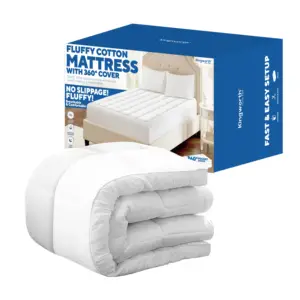 Kingworth 2026 Deep Pocket Soft Protector Twin Size Protector Fluffy White Cotton <strong>Single</strong> <strong>Mattress</strong> <strong>Topper</strong> <strong>for</strong> <strong>Bed</strong> - Product Image 1