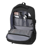 Sac à dos pour ordinateur portable unisexe, tissu Oxford, doublure en polyester, design imperméable, fermeture à glissière - Sac de voyage multifonctionnel pour le sport