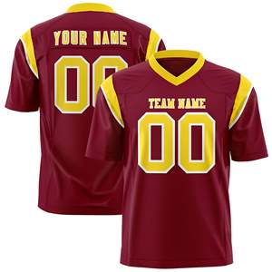 Maillot de football américain personnalisé bicolore avec coupe sur l'épaule, couleur Or Cardinal - Product Image 1