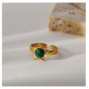 แหวนหมั้นแบบขายส่งสำหรับทุกเพศ ดีไซน์ทันสมัย สวยหรู ดึงดูดใจ รูปทรงเรขาคณิต ตัวอักษร LOVE ชุบทอง ประดับด้วยหินสีหวาน 304 - Product Image 5