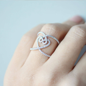 Anello Geometrico 3D a Forma di Cuore per Donne, Gioiello da Dito alla Moda - Product Image 2