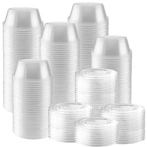 Contenants en plastique transparent de 2 oz avec couvercles - Gobelets jetables pour condiments et sauces - Product Image 3