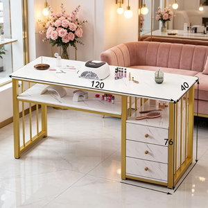 Mesa <span class=keywords><strong>de</strong></span> Manicura <span class=keywords><strong>de</strong></span> Lujo Modelo 2026, con Superficie <span class=keywords><strong>de</strong></span> Mármol Blanco, para Salón <span class=keywords><strong>de</strong></span> Belleza y Maquillaje - Product Image 4