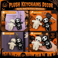 Porte-clés en peluche promotionnel amusant pour Halloween, avec breloques chauve-souris et petit diable, logo de mascotte personnalisé, vente en gros