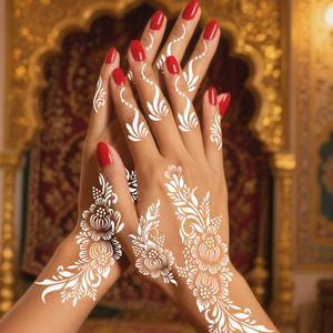 Tatuaggi Temporanei all'Henné Stile Palazzo, Adesivi con Motivi a Vite Bianchi e Marroni, Impermeabili, per Mani e Corpo - Product Image 3