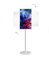 All-in-One Freistehender Mobiler Touch-Smart-TV Drehbarer Bodenständer Kabelloses Screen Mirroring Live-Stream Heim-Display Schwarz 60Hz