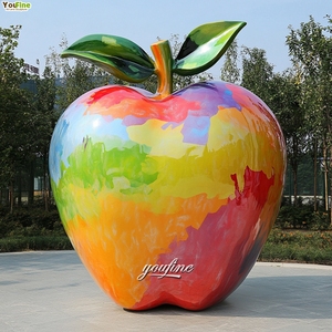 Grandes espacios al aire libre Estatuas gigantes de fibra de vidrio Escultura de manzanas verdes - Product Image 6