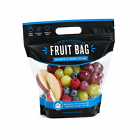 Kantong Kemasan Buah dan Sayur Kustom Plastik Transparan Ramah Lingkungan Dengan Lubang Ventilasi Kantong Zipper Dengan Cetak Logo 1-3kg