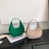 Tas Selempang Wanita Murah Desainer Fashion, Tas Tangan Wanita Model Setengah Bulan dengan Ritsleting, Tas Hobo