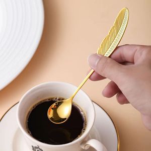 Feather <b>Spoon</b> And Fork 304 Stainless Steel Dessert Utensils For <b>Coffee</b> Fruit Bird's Nest Gift - Product Image 4