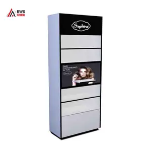 Wood Cosmetic Display Stand Wall Unit with Lighting