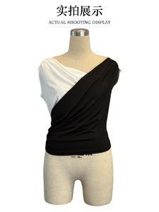 Haut asymétrique color block pour femme - T-shirt sans manches tendance - Product Image 6