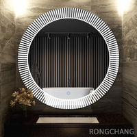 Interrupteur tactile intelligent sans cadre, éclairage frontal rond, 3 couleurs, intensité réglable, lampe LED, applique murale, miroir de salle de bain, nouveau modèle,