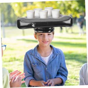Chapeau <span class=keywords><strong>gonflable</strong></span> de bière pong triangulaire - Porte-boissons à 6 trous pour fête à la piscine, jouet de <span class=keywords><strong>jeu</strong></span> interactif à lancer - Product Image 1