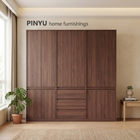 Armoire de chambre à coucher avec panneau plat en verre massif, intégrée au plafond, pour appartement, avec unité combinée à double tiroir central, mobilier de maison