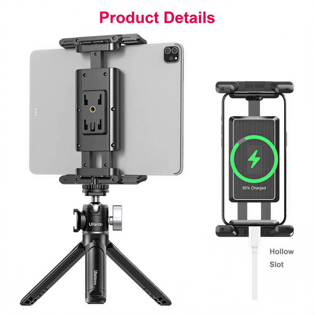 Tablet Holder Tripod Accessories for iPad Mobile Phone Universal Clip Fixer Portable Horizontal Vertical Shooting Plastic ABS