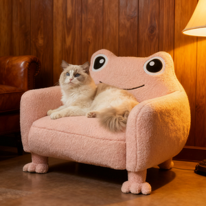 Custom Frog-Shaped Animal Design Solid Wood Accessories Luxury Premium <b>Dog</b> Cat <b>Bed</b> Wholesale Sherpa Fleece Raised Pet <b>Beds</b> - Product Image 3