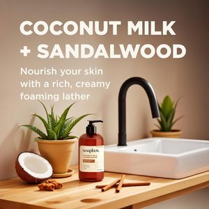 Soapbox Lait de Coco Bio et Bois de Santal – Gel Hydratant Doux pour Cheveux Secs Unisexe – Formule Concentrée – Végan et Non Testé sur les Animaux – 340 g - Product Image 2