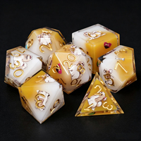 Dés polyédriques personnalisés en résine solide à motif animalier, lot de 7 pour D&D, RPG et jeux de rôle COC