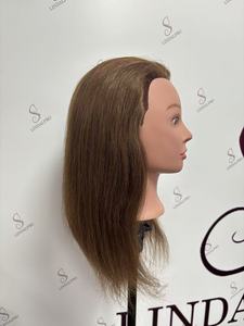Tête de mannequin 100% cheveux humains marron de 16 pouces pour la pratique de la <span class=keywords><strong>coiffure</strong></span> des femmes, tête <span class=keywords><strong>d</strong></span>'entraînement professionnel pour couper et tresser - Product Image 3