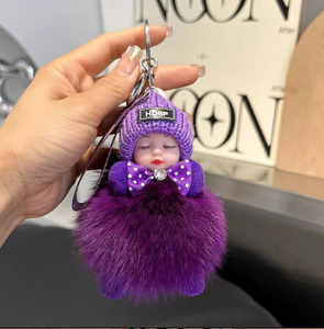 Llavero Colgante de Peluche con Muñeca Durmiente de Piel de Zorro Auténtica, Bonito Colgante para Bolso, Regalo de Muñeca de Peluche - Product Image 3