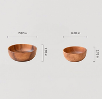 Bol de service pratique en bois d'acacia brun naturel, idéal pour les fruits ou les salades en cuisine – Offre spéciale