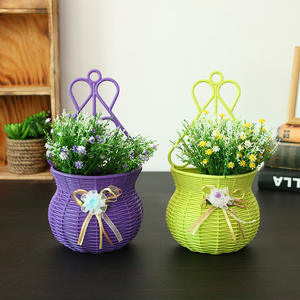 Nuovo Vaso <span class=keywords><strong>in</strong></span> <span class=keywords><strong>Plastica</strong></span> per Decorazione Domestica con Fiori Secchi Simulati <span class=keywords><strong>da</strong></span> <span class=keywords><strong>Appendere</strong></span> a Parete Bianco/Rosa/Verde/Giallo - Product Image 2