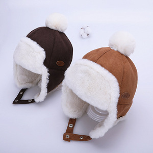 2025 mode enfants hiver chapeau bébé chaud bonnets avec anneau pompons coupe-vent ski oreille casquettes écharpe chapeau et gant ensembles pour les filles - Product Image 5