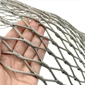 Fabrika satış paslanmaz çelik tel halat mesh net dokuma halat örgü esnek paslanmaz çelik halat tel örgü hayvanat bahçesi için bir