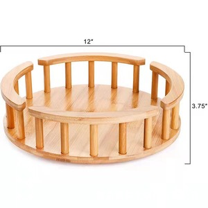 <b>Rotatable</b> Bamboo <b>Spice</b> <b>Rack</b> Kitchen Wooden Oil Can Storage Lazy Susan Multi Function Condiment Holder - Product Image 4