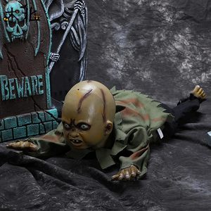 DAMAI Halloween Decoration Animated Crawling Zombie with Sound Sensor Scary Ghost Baby Doll with Flashing Eyes for Outdoor Decor - Product Image 5