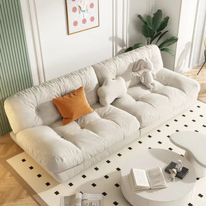Ý sang trọng nhung chuyển đổi Ghế <span class=keywords><strong>sofa</strong></span> giường tối giản kem ánh sáng gấp đồ nội thất phòng khách với chất liệu gỗ - Product Image 1