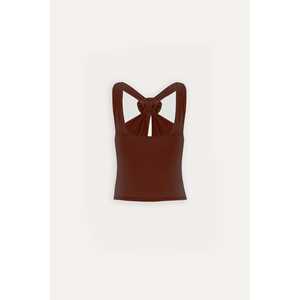 เสื้อครอปสีน้ำตาลลายดอกกุหลาบสำหรับใส่พักผ่อน - Product Image 2