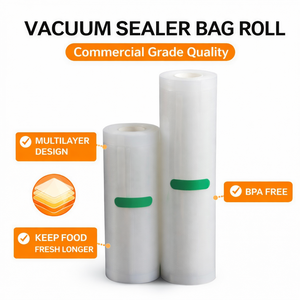 Moderne Nylon PE Zevenlaags Co-extruded Vochtbestendige Voedsel Vacuümzak Rol 28cmX5m 2 Rollen BPA Vrij Verzegeld Geprefeld Premium - Product Image 1