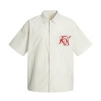 Chemise d'été à manches courtes pour homme, style américain, tendance, avec lettres brodées MDQ, 100% coton, anti-boulochage, col rabattu, poche