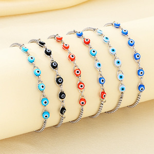 <span class=keywords><strong>Bracelet</strong></span> chaîne à maillons en acier inoxydable réglable Kalen Fashion, forme de cœur, couture à cordon, œil du diable, résine multicolore - Product Image 3