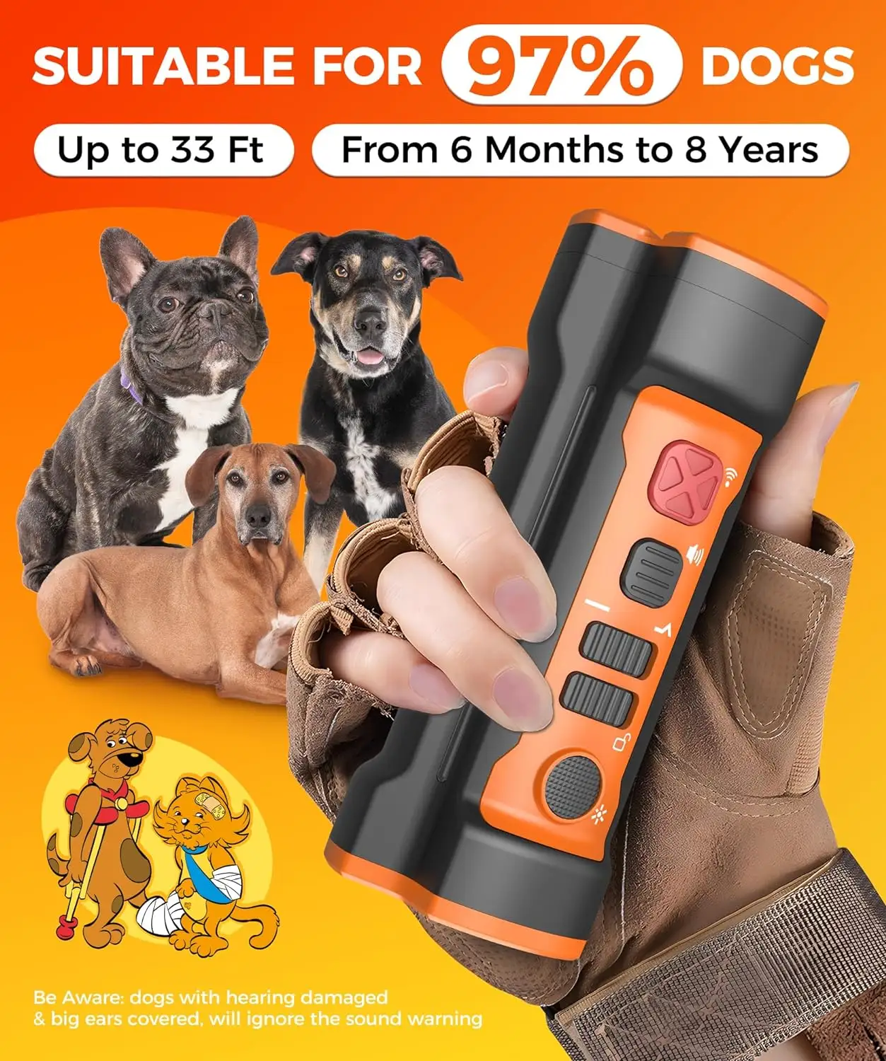 Outdoor 3in1 Dog Barking Control Long Range Ultrasonic Anti-Barking Device Ultrasonic Dog Repeller with Flashlight LED Light