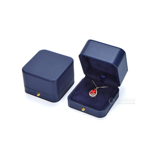 Blue Wholesale <b>Custom</b> Premium PU Leather Jewelry Boxes for Necklace Bracelet <b>Ring</b> Earrings Boxes Jewelry Box - Product Image 2